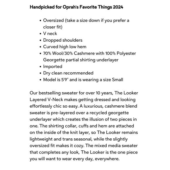 Brochu Walker The Looker Camel Tan Cashmere Oversize V-Neck Sweater White Layer - Picture 12 of 13